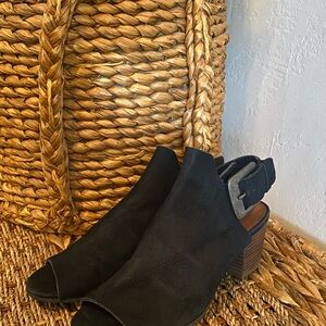 Women's Black Peep-Toe Ankle Boots